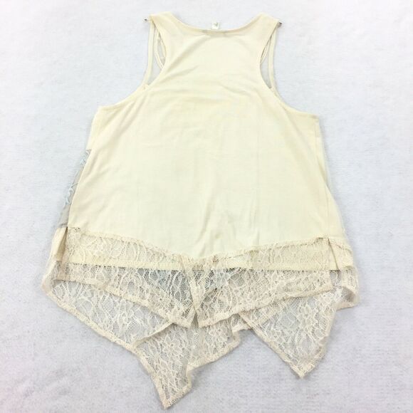Anthropologie Leifnotes Lace Panel Top Size Extra Small Womens Ivory Tank FLAW - Picture 2 of 7